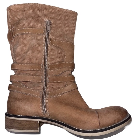 Sundance Tan Ankle Boots with Buckle Straps - Picture 2 of 7